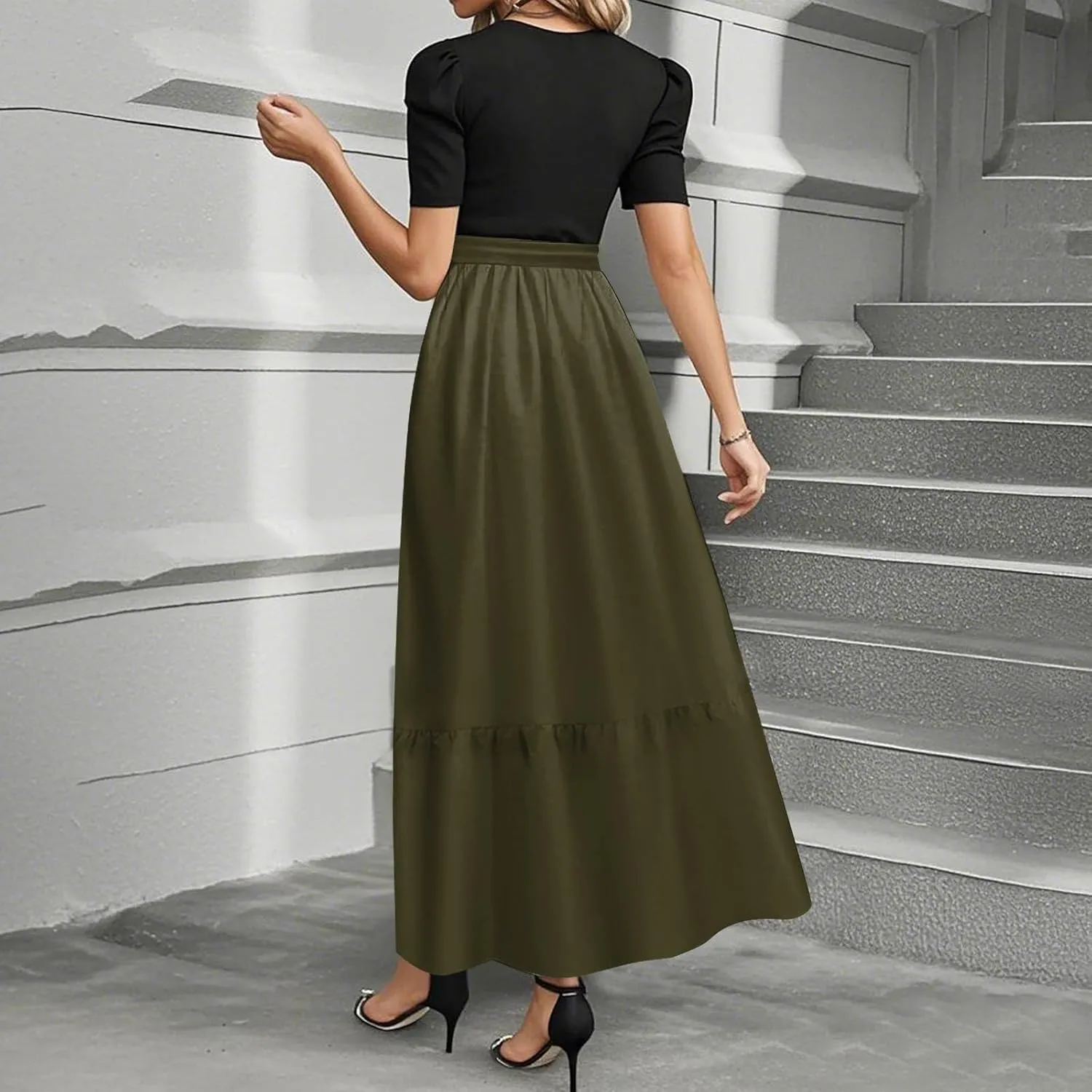 2025 Beach Dresses, Maxi Solid Color Trendy Womens Jumpsuit Elegant Bow Crew Neck Rompers for Women