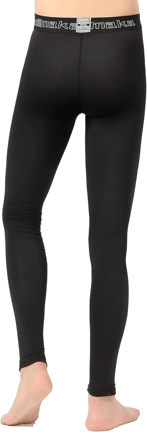 4 or 3 Pack Youth Boys' Compression Leggings Tights Athletic Pants Sports Base Layer for Kids Cold Gear