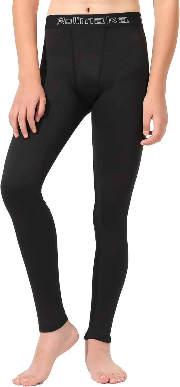 4 or 3 Pack Youth Boys' Compression Leggings Tights Athletic Pants Sports Base Layer for Kids Cold Gear