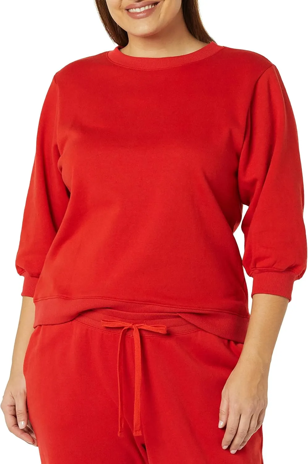 Amazon Essentials Women's Fleece Sleeve Detail Crewneck Sweatshirt