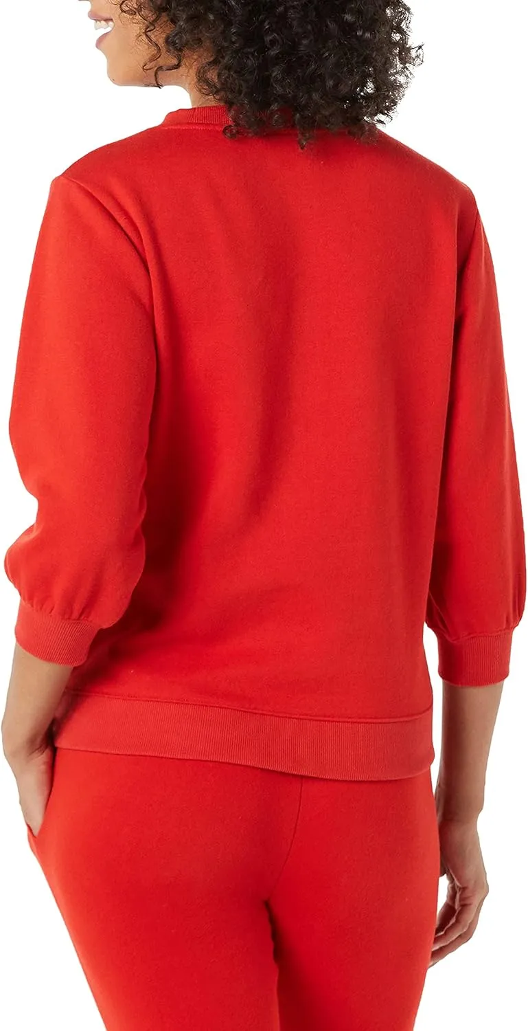 Amazon Essentials Women's Fleece Sleeve Detail Crewneck Sweatshirt