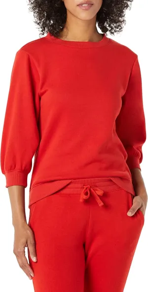 Amazon Essentials Women's Fleece Sleeve Detail Crewneck Sweatshirt