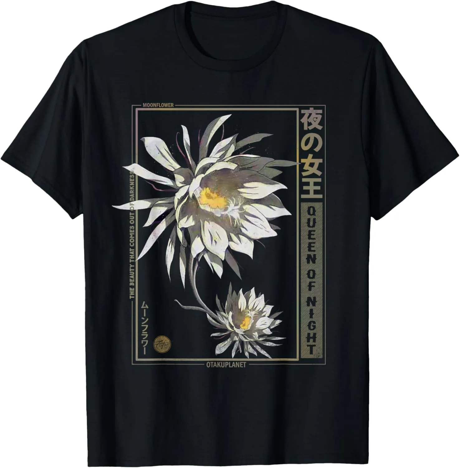 Anime Moon flower in Japanese Vaporwave Anime Floral Clothes T-Shirt