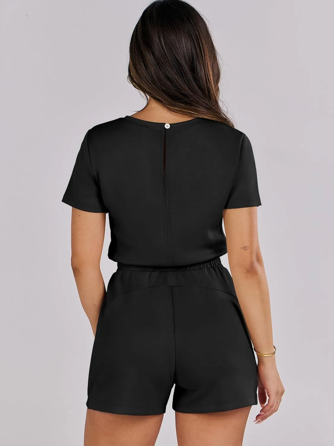 ANRABESS Romper for Women Short Sleeve Summer Tshirt One Piece Jumpsuit Beach Vacation Travel Outfits 2025 Dressy Clothes