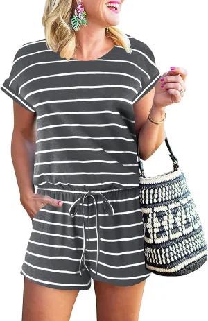 ANRABESS Rompers for Women Summer 2025 Casual Dressy One Piece Tshirt Short Pants Jumpsuit Beach Vacation Outfit Clothes