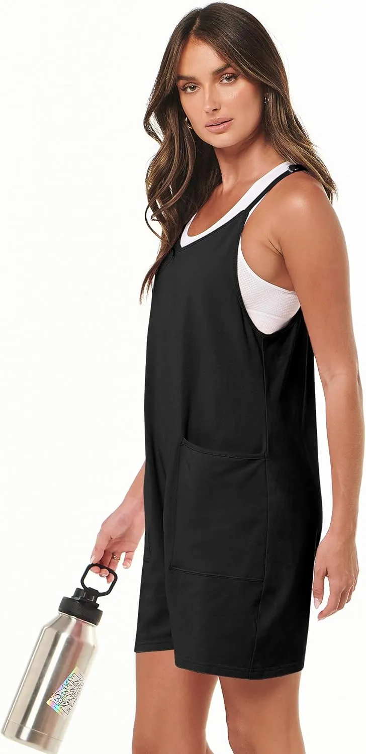 ANRABESS Womens Rompers Summer Casual Loose Sleeveless Overalls Spaghetti Strap Shorts Jumpsuit 2025 Beach Vacation Outfits