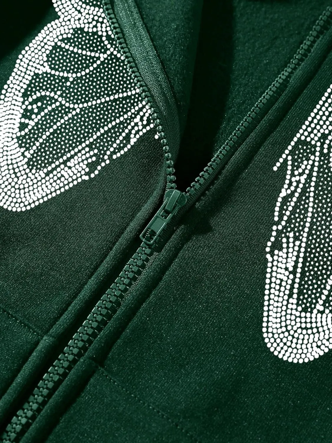 Aobiono Women Men Y2K Zip Up Oversized Hoodie Butterfly Skeleton Rhinestone Gothic Emo Grunge Alt Graphic Baggy Fleece Jacket