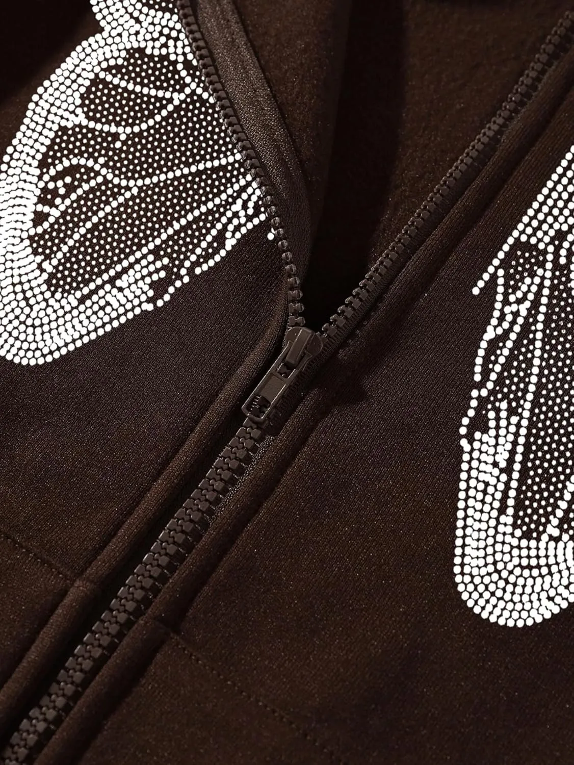 Aobiono Women Men Y2K Zip Up Oversized Hoodie Butterfly Skeleton Rhinestone Gothic Emo Grunge Alt Graphic Baggy Fleece Jacket