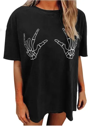 Avanova Women Graphic Letter Print Oversized T Shirt Short Sleeve Casual Summer Loose Fit Tee Top