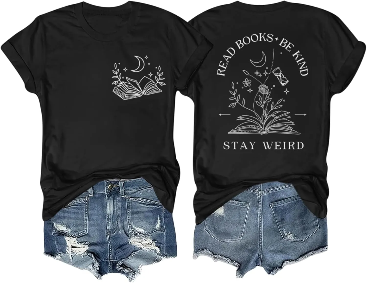 Book Shirts for Women Read Books Be Kind Stay Weird Tshirt Book Lovers Bookish Gifts Reading Shirt Bookworm Tee Tops