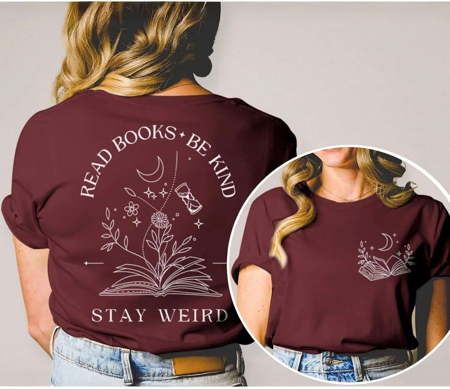 Book Shirts for Women Read Books Be Kind Stay Weird Tshirt Book Lovers Bookish Gifts Reading Shirt Bookworm Tee Tops