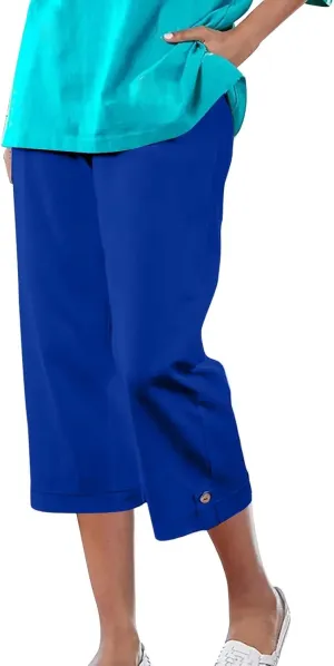 Capri Pants for Women Straight Wide Leg High Waist Linen Summer Clothing Lightweight Baggy Trousers