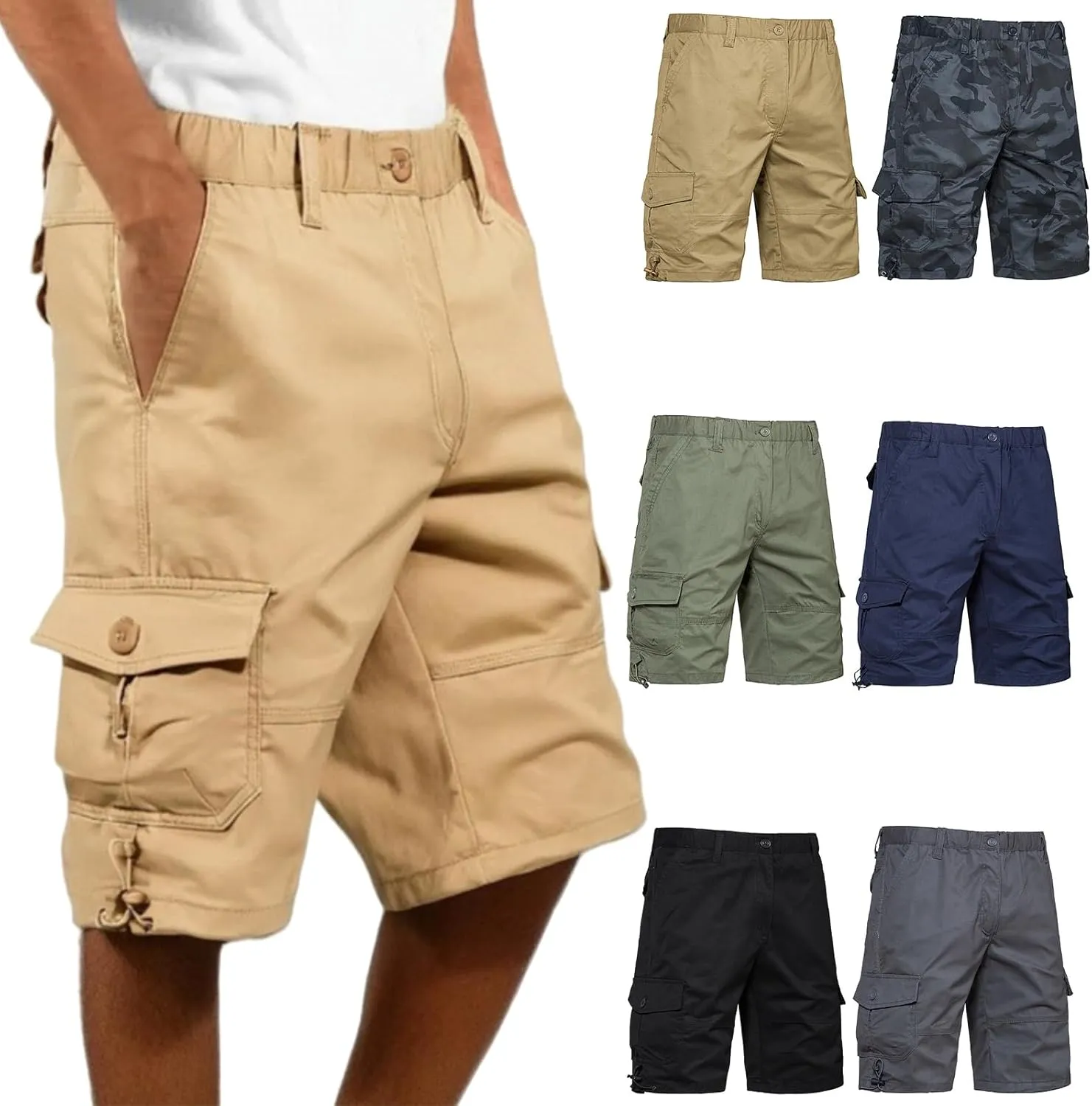 Casual Tactical Shorts for Men Slim Fit Straight Leg Cargo Shorts Outdoor Hiking Joggers Athletic Pants with Pockets