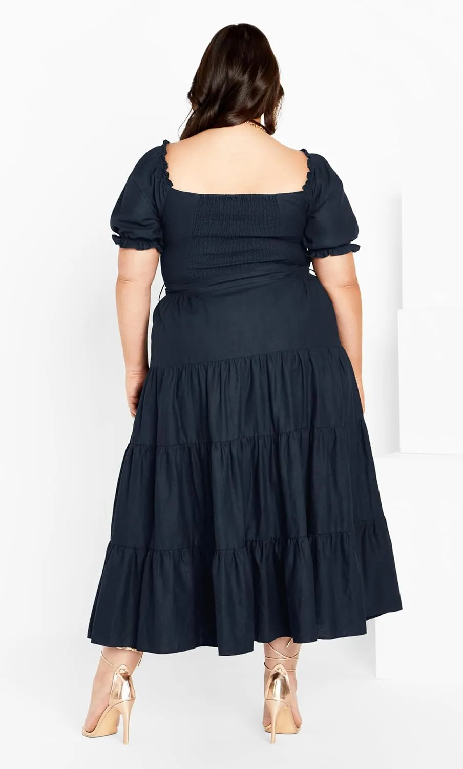 City Chic Women's Apparel Women's Plus Size Maxi Puff SLV