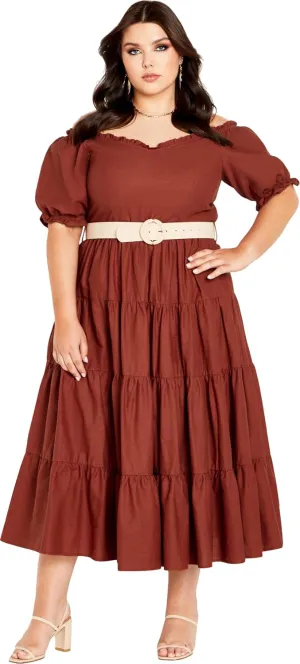 City Chic Women's Apparel Women's Plus Size Maxi Puff SLV