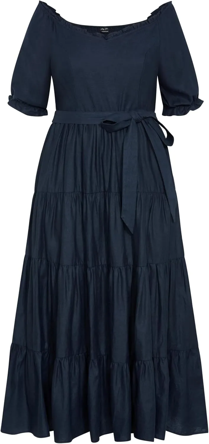 City Chic Women's Apparel Women's Plus Size Maxi Puff SLV
