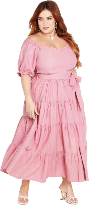 City Chic Women's Apparel Women's Plus Size Maxi Puff SLV