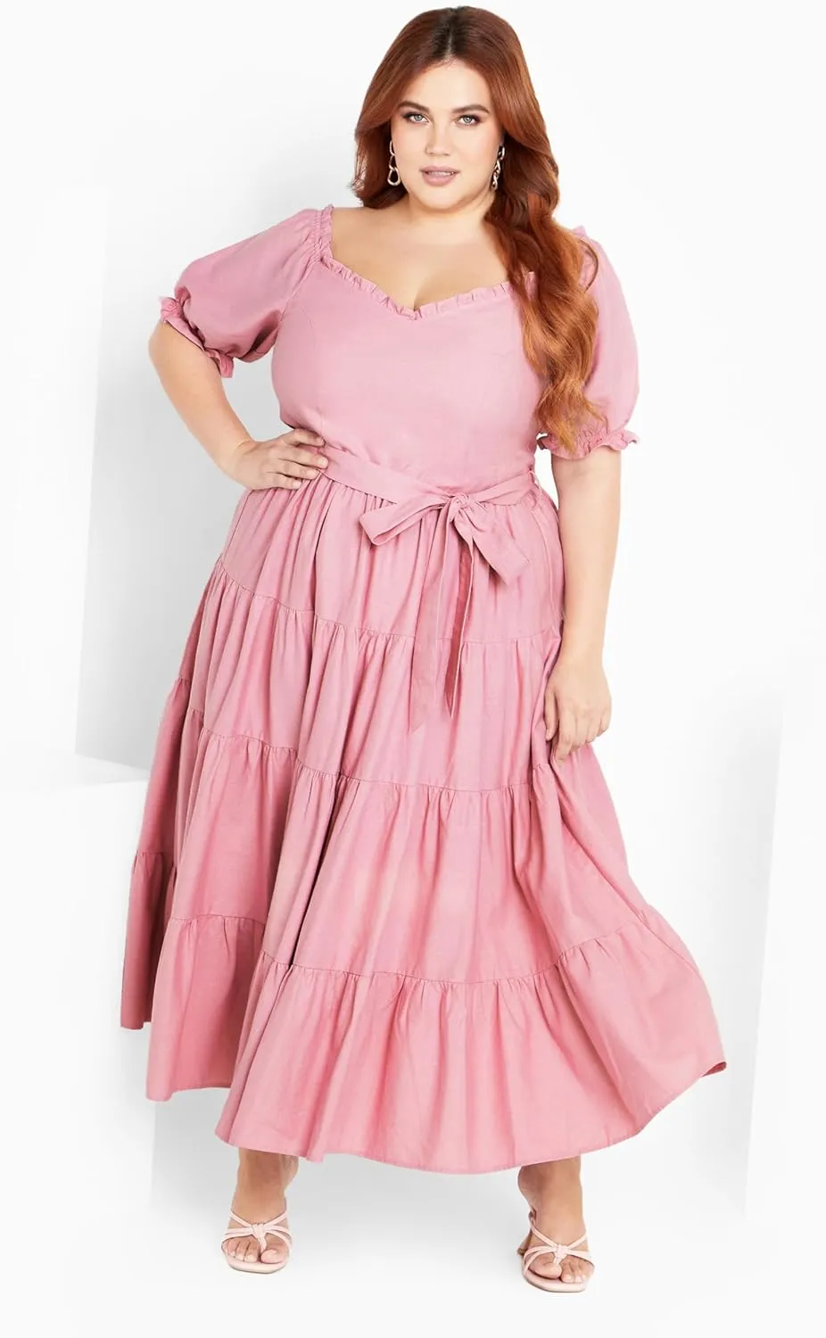 City Chic Women's Apparel Women's Plus Size Maxi Puff SLV
