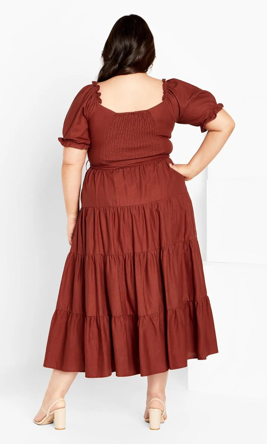 City Chic Women's Apparel Women's Plus Size Maxi Puff SLV