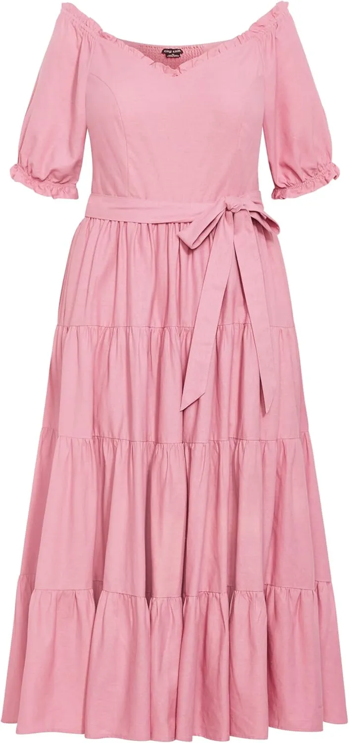 City Chic Women's Apparel Women's Plus Size Maxi Puff SLV