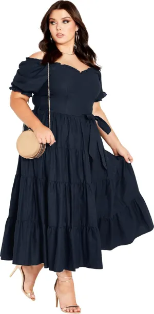 City Chic Women's Apparel Women's Plus Size Maxi Puff SLV