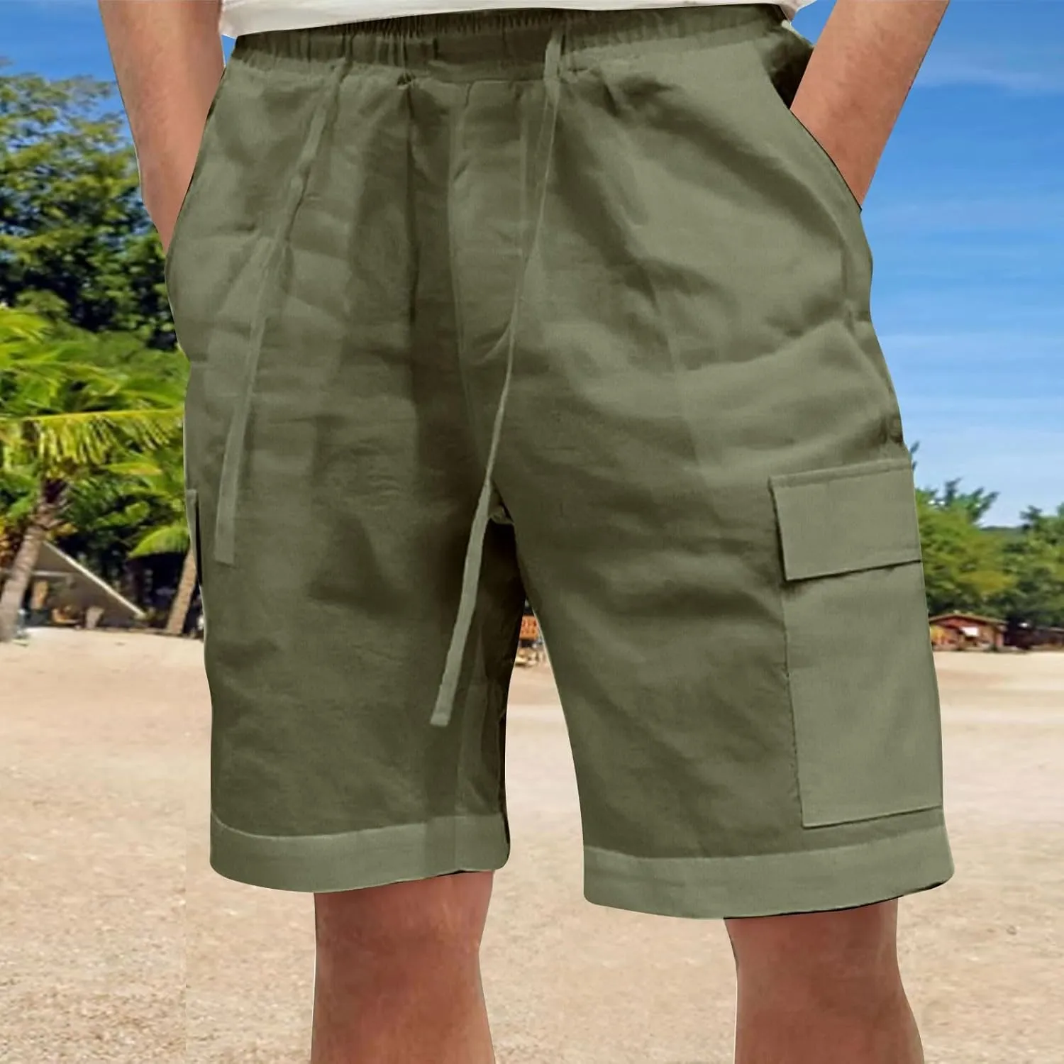Cotton Linen Shorts for Men Casual Solid Color Baggy Shorts Breathable Pants Gym Running Thin Pants 2025 Summer