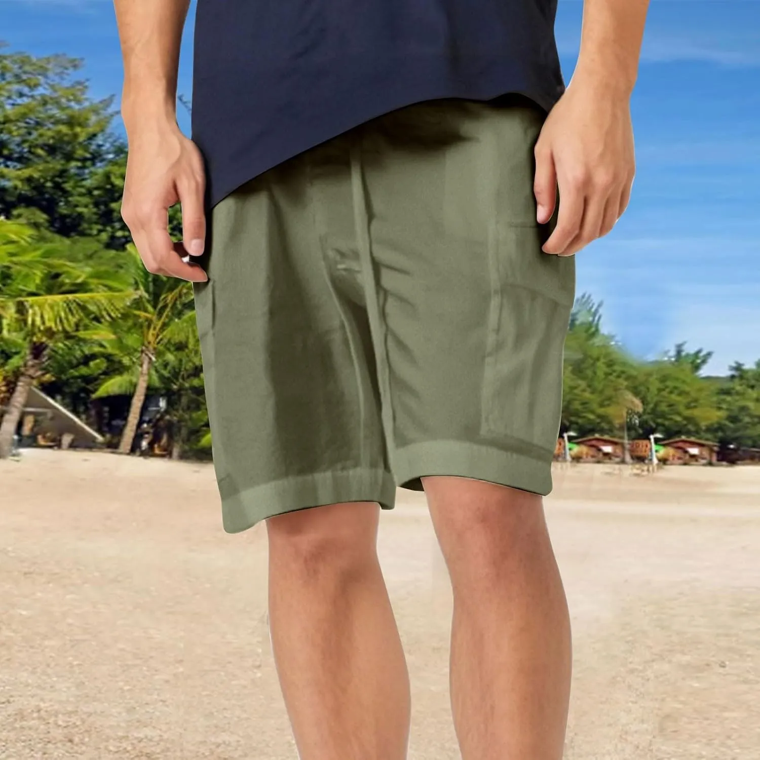 Cotton Linen Shorts for Men Casual Solid Color Baggy Shorts Breathable Pants Gym Running Thin Pants 2025 Summer