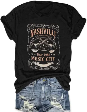 Country Music T Shirt for Women Summer Crew Neck Short Sleeve Loose Vacation Tee Tops
