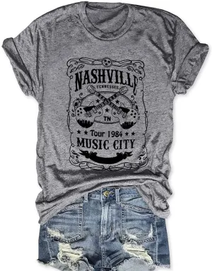 Country Music T Shirt for Women Summer Crew Neck Short Sleeve Loose Vacation Tee Tops