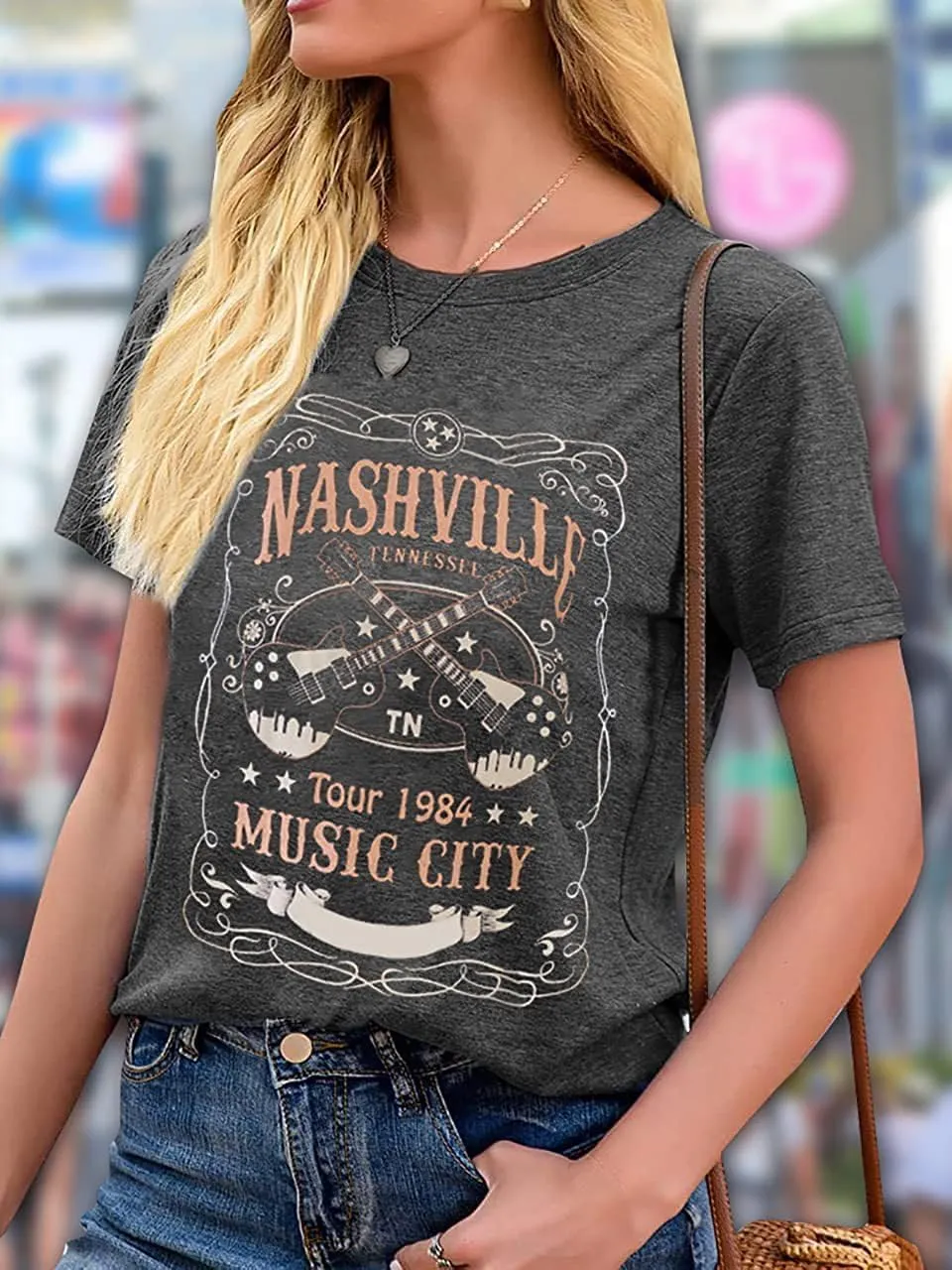Country Music T Shirt for Women Summer Crew Neck Short Sleeve Loose Vacation Tee Tops