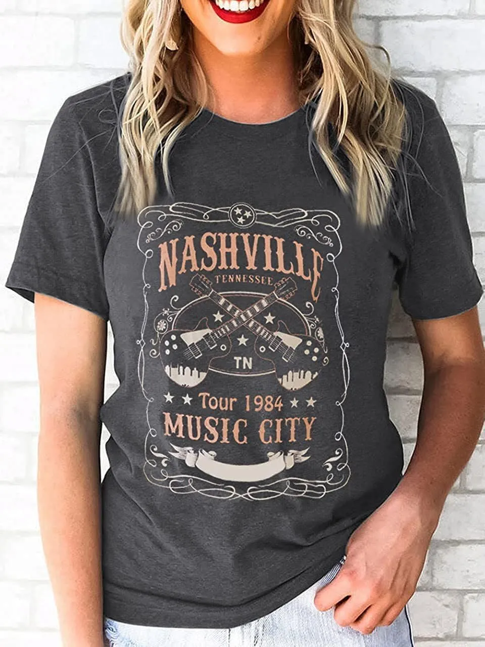 Country Music T Shirt for Women Summer Crew Neck Short Sleeve Loose Vacation Tee Tops