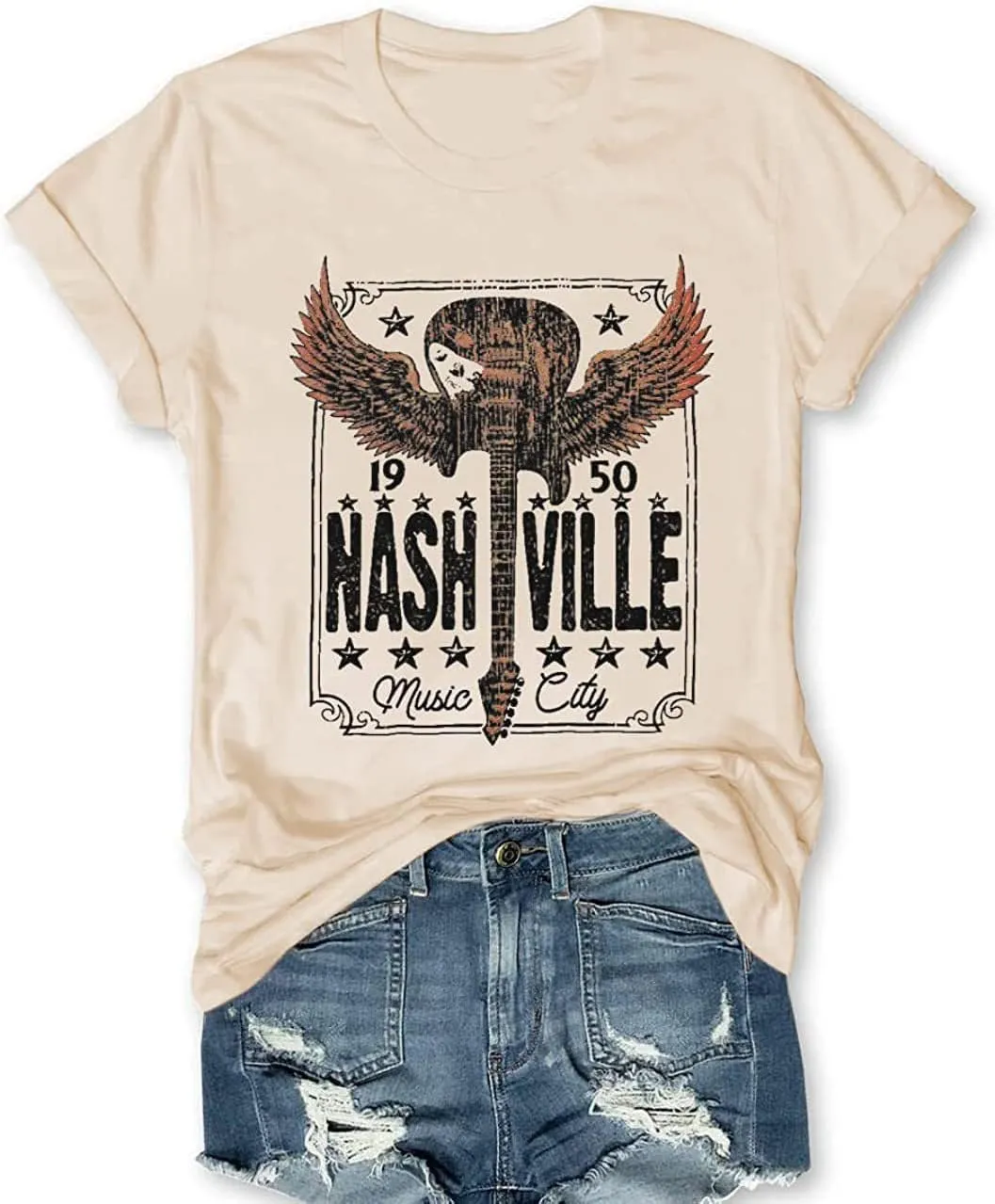 Country Music T Shirt for Women Summer Crew Neck Short Sleeve Loose Vacation Tee Tops