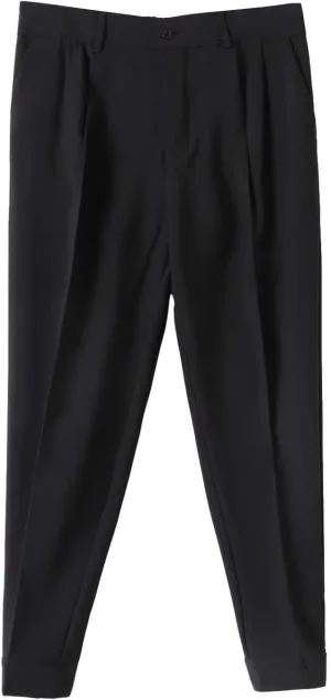 CRNTCEM Mens Straight Anckle Pants Spring Fall Flat-Front Formal Dress Pants Tapered Leg Casual Business Work Harem Trousers