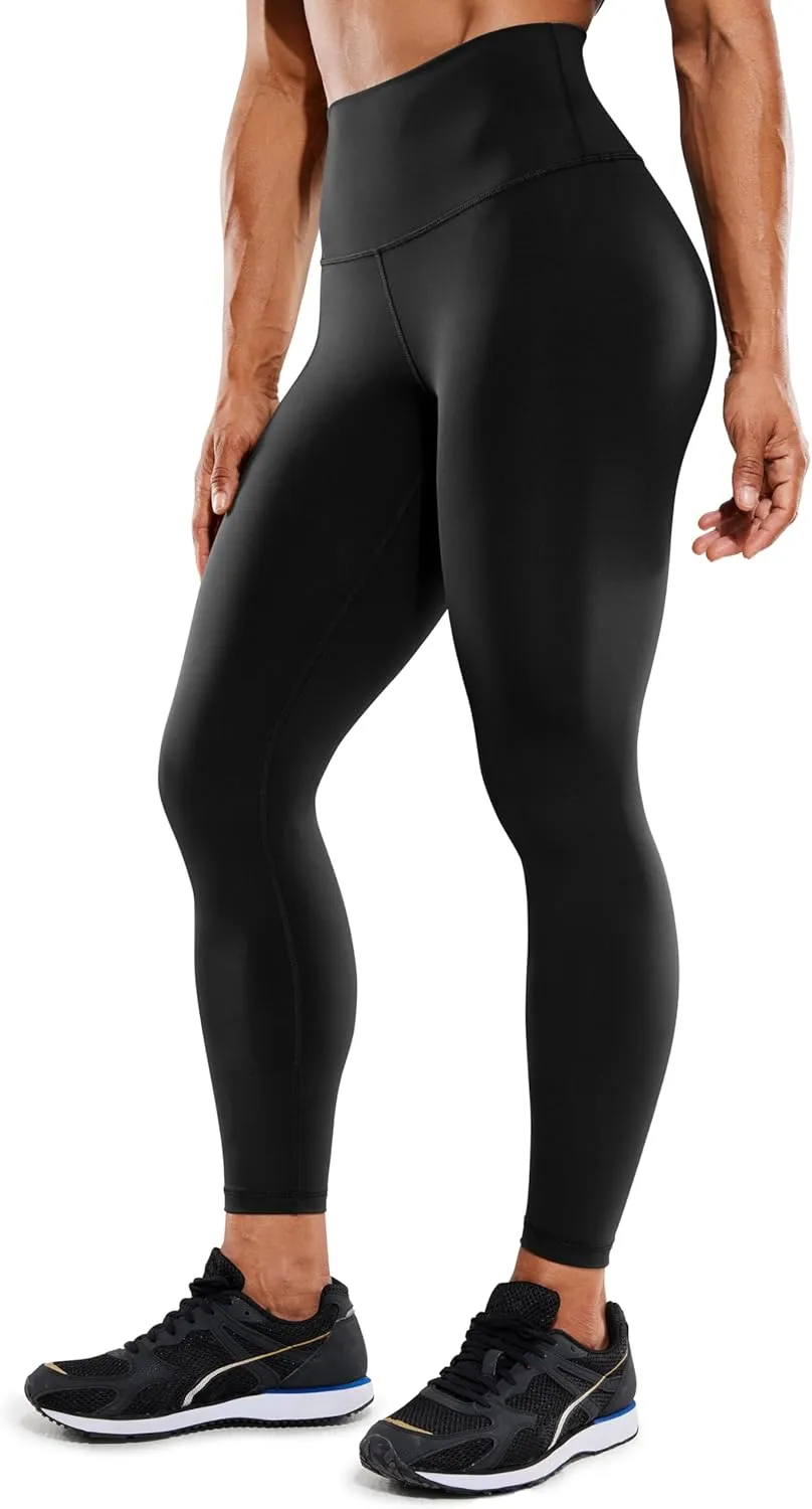 CRZ YOGA Women's Hugged Feeling Compression Leggings 25 Inches - Thick High Waisted Tummy Control Workout Pants Tights