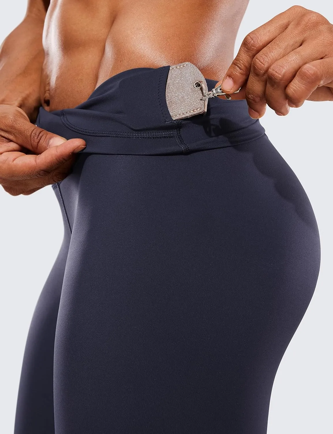 CRZ YOGA Women's Hugged Feeling Compression Leggings 25 Inches - Thick High Waisted Tummy Control Workout Pants Tights