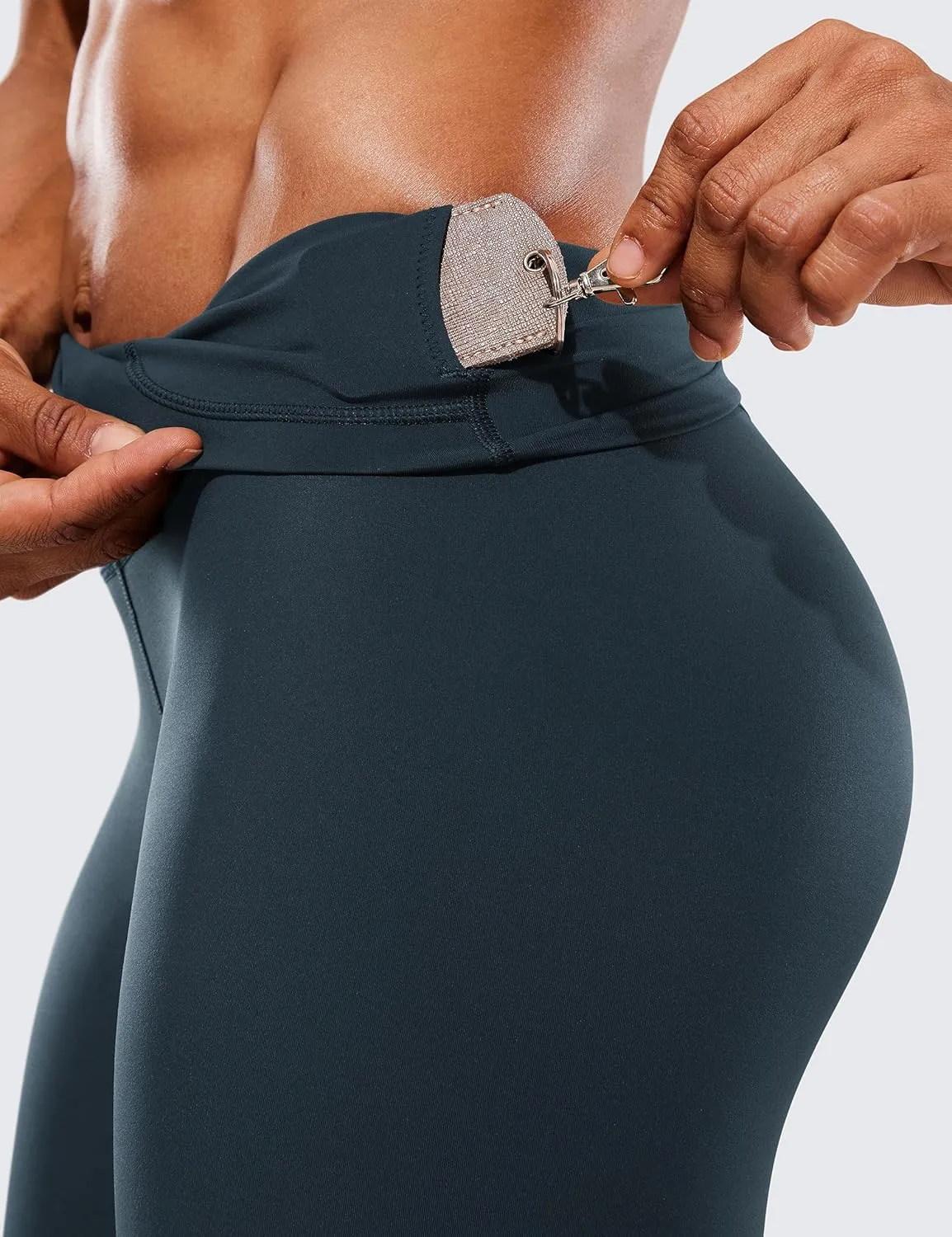 CRZ YOGA Women's Hugged Feeling Compression Leggings 25 Inches - Thick High Waisted Tummy Control Workout Pants Tights