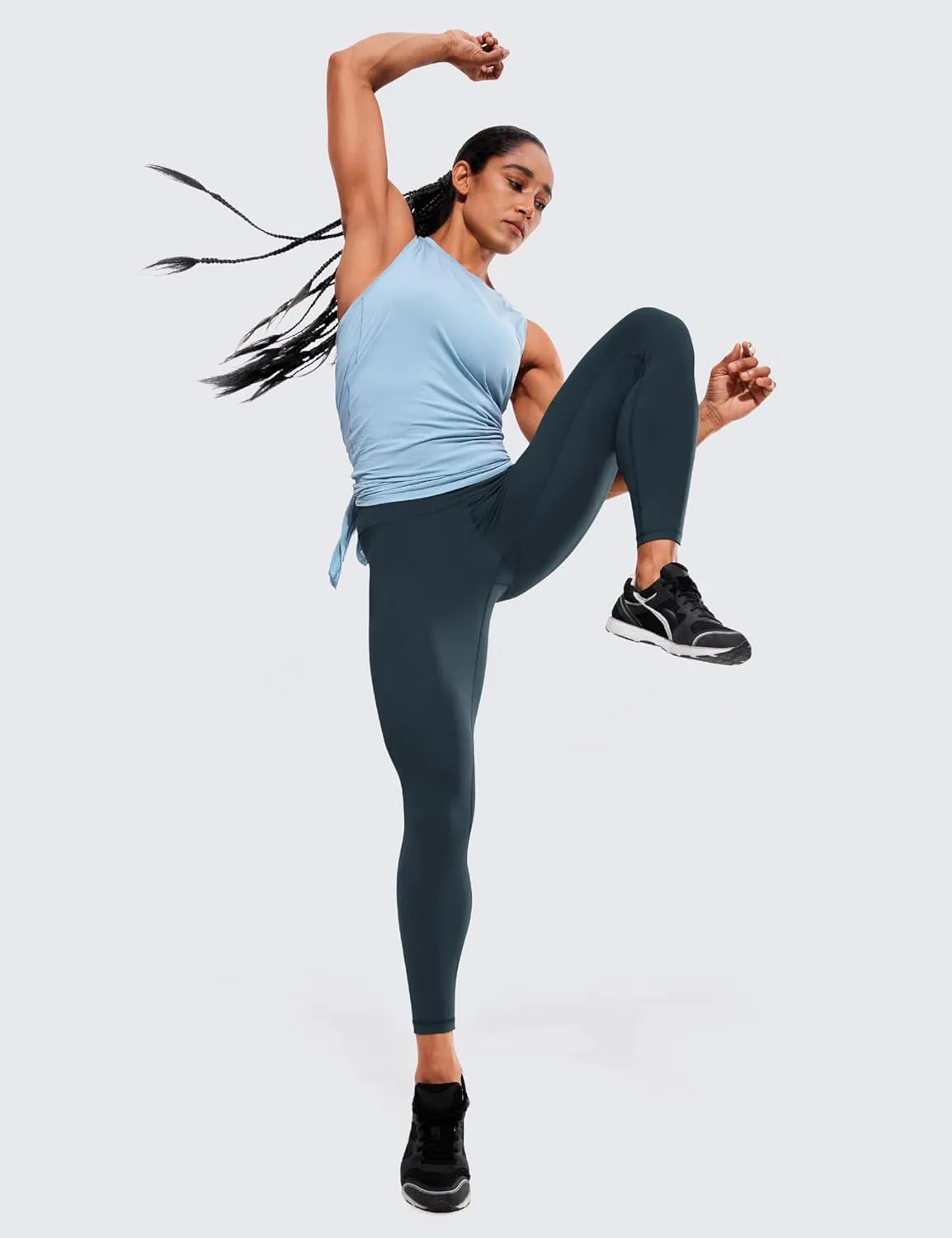CRZ YOGA Women's Hugged Feeling Compression Leggings 25 Inches - Thick High Waisted Tummy Control Workout Pants Tights