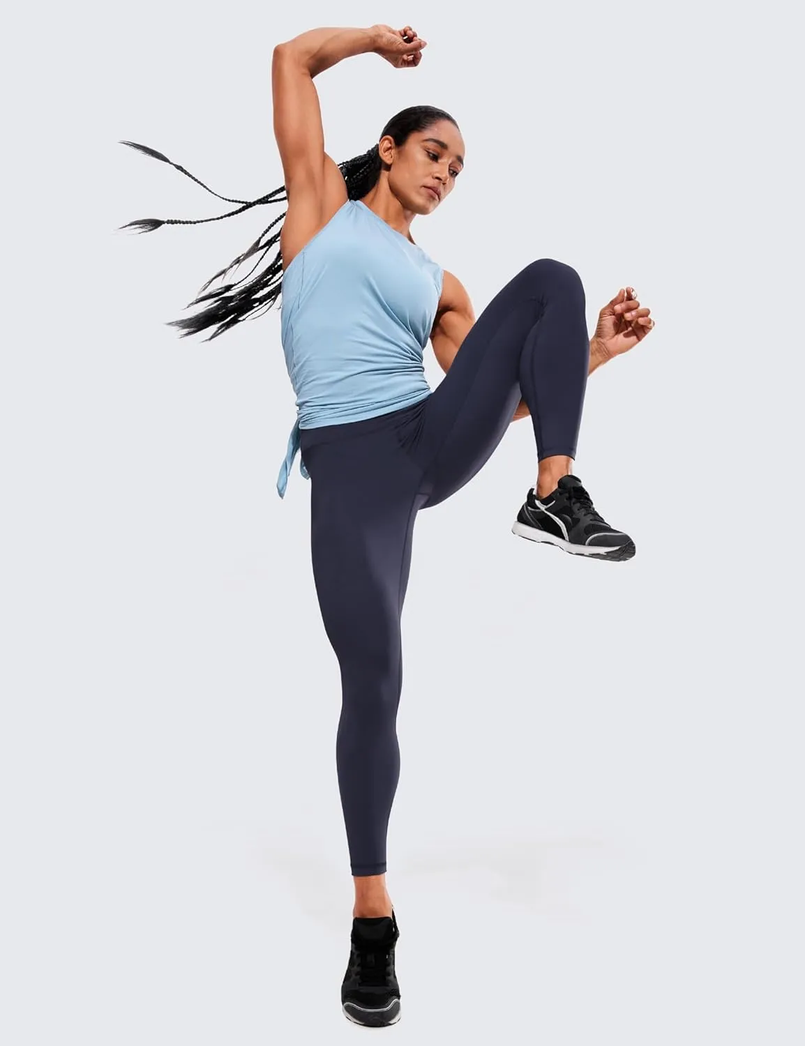 CRZ YOGA Women's Hugged Feeling Compression Leggings 25 Inches - Thick High Waisted Tummy Control Workout Pants Tights