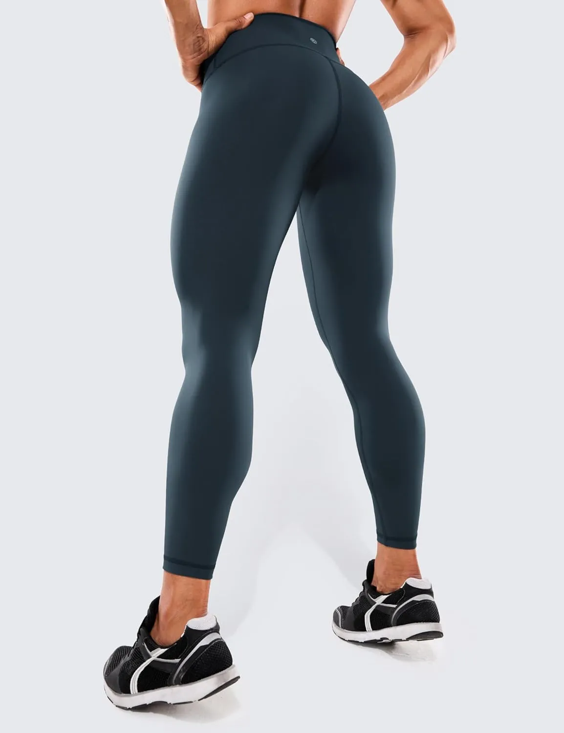 CRZ YOGA Women's Hugged Feeling Compression Leggings 25 Inches - Thick High Waisted Tummy Control Workout Pants Tights