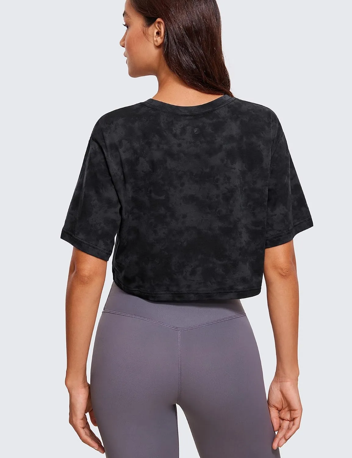 CRZ YOGA Women's Pima Cotton Workout Crop Tops Short Sleeve Yoga Shirts Casual Athletic Running T-Shirts