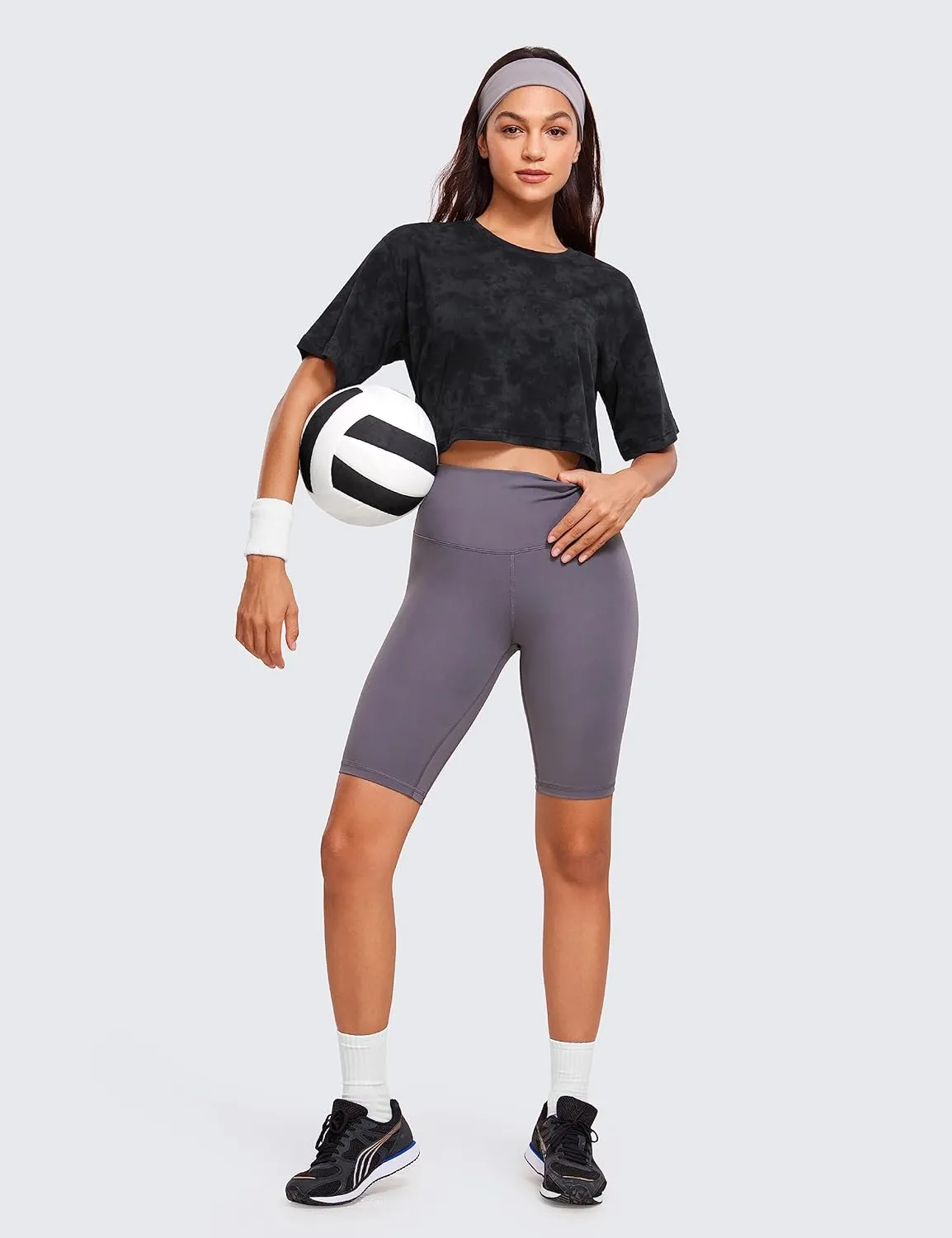 CRZ YOGA Women's Pima Cotton Workout Crop Tops Short Sleeve Yoga Shirts Casual Athletic Running T-Shirts