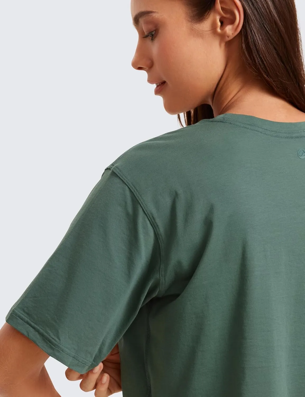 CRZ YOGA Women's Pima Cotton Workout Crop Tops Short Sleeve Yoga Shirts Casual Athletic Running T-Shirts