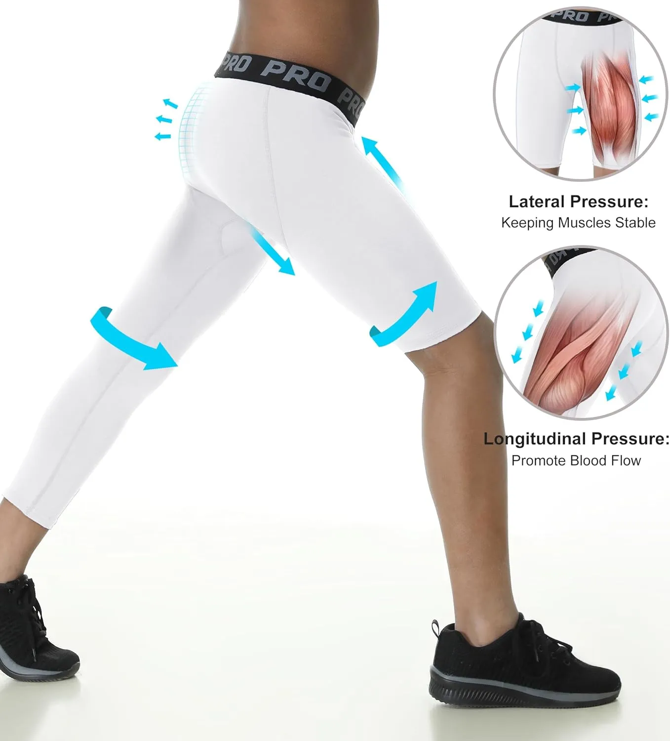 EXARUS Youth Boys Compression Leggings Pants Tights Basketball Athletic Sports Base Layer for Football 6-12Y