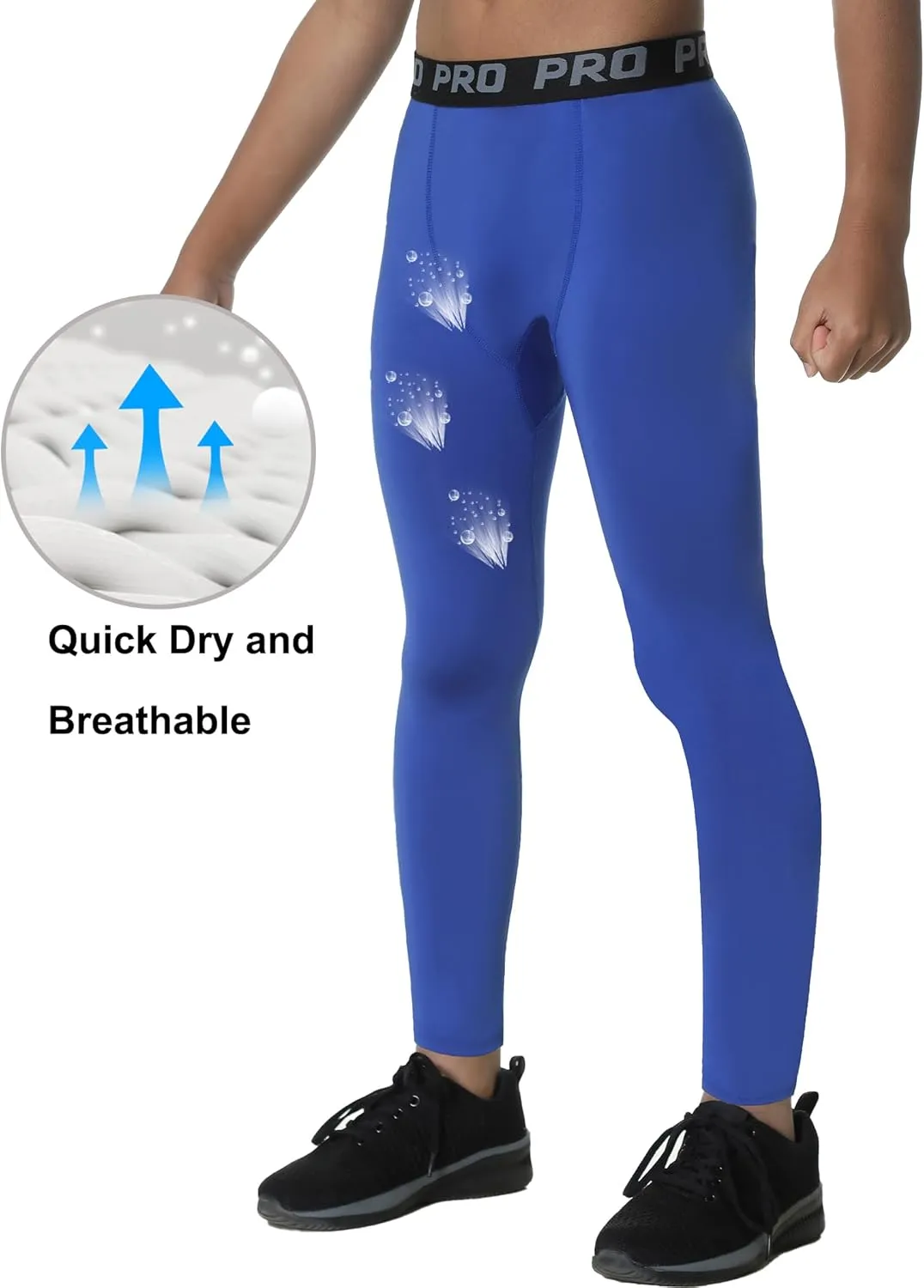 EXARUS Youth Boys Compression Leggings Pants Tights Basketball Athletic Sports Base Layer for Football 6-12Y