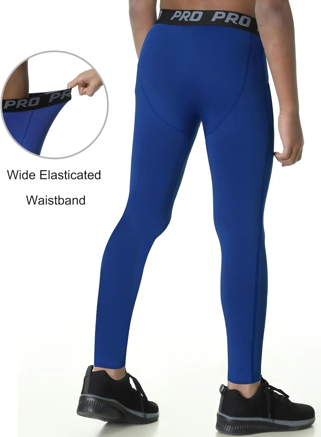 EXARUS Youth Boys Compression Leggings Pants Tights Basketball Athletic Sports Base Layer for Football 6-12Y