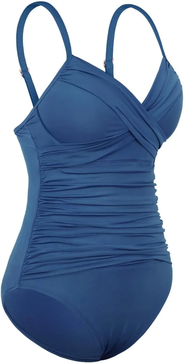 Firpearl Women's Underwire One Piece Swimsuits Push Up Supportive Bathing Suit Criss Cross Ruched Tummy Control Swimwear