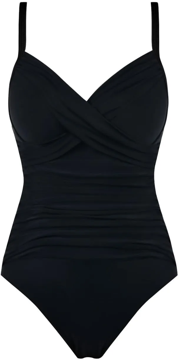 Firpearl Women's Underwire One Piece Swimsuits Push Up Supportive Bathing Suit Criss Cross Ruched Tummy Control Swimwear