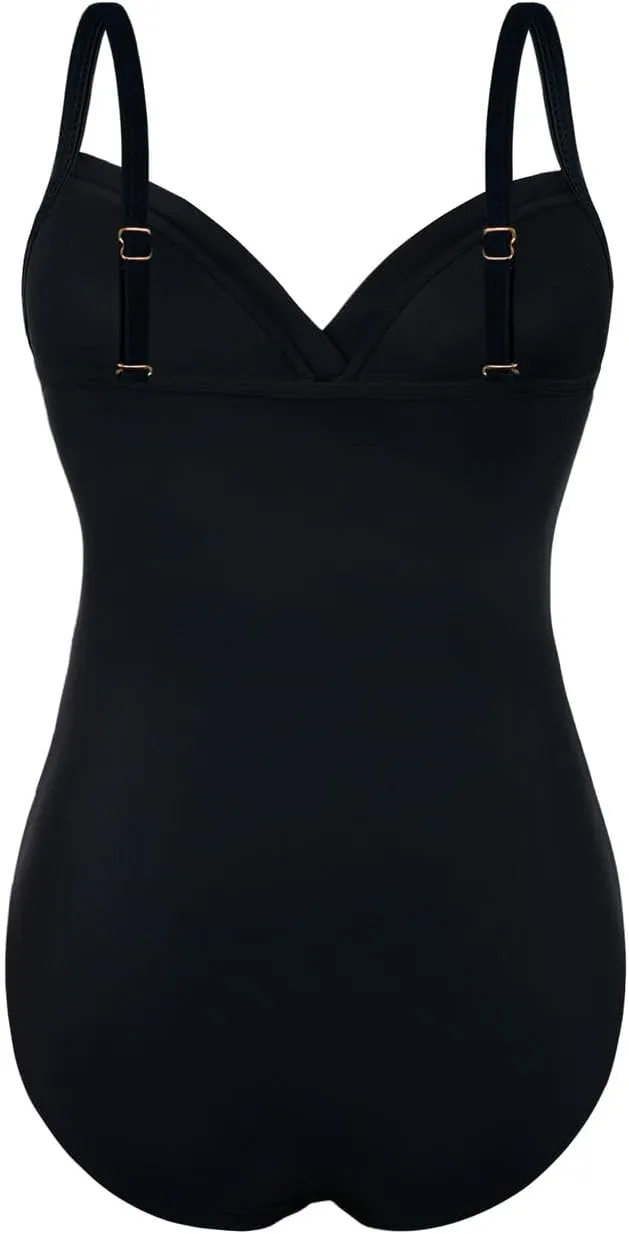 Firpearl Women's Underwire One Piece Swimsuits Push Up Supportive Bathing Suit Criss Cross Ruched Tummy Control Swimwear