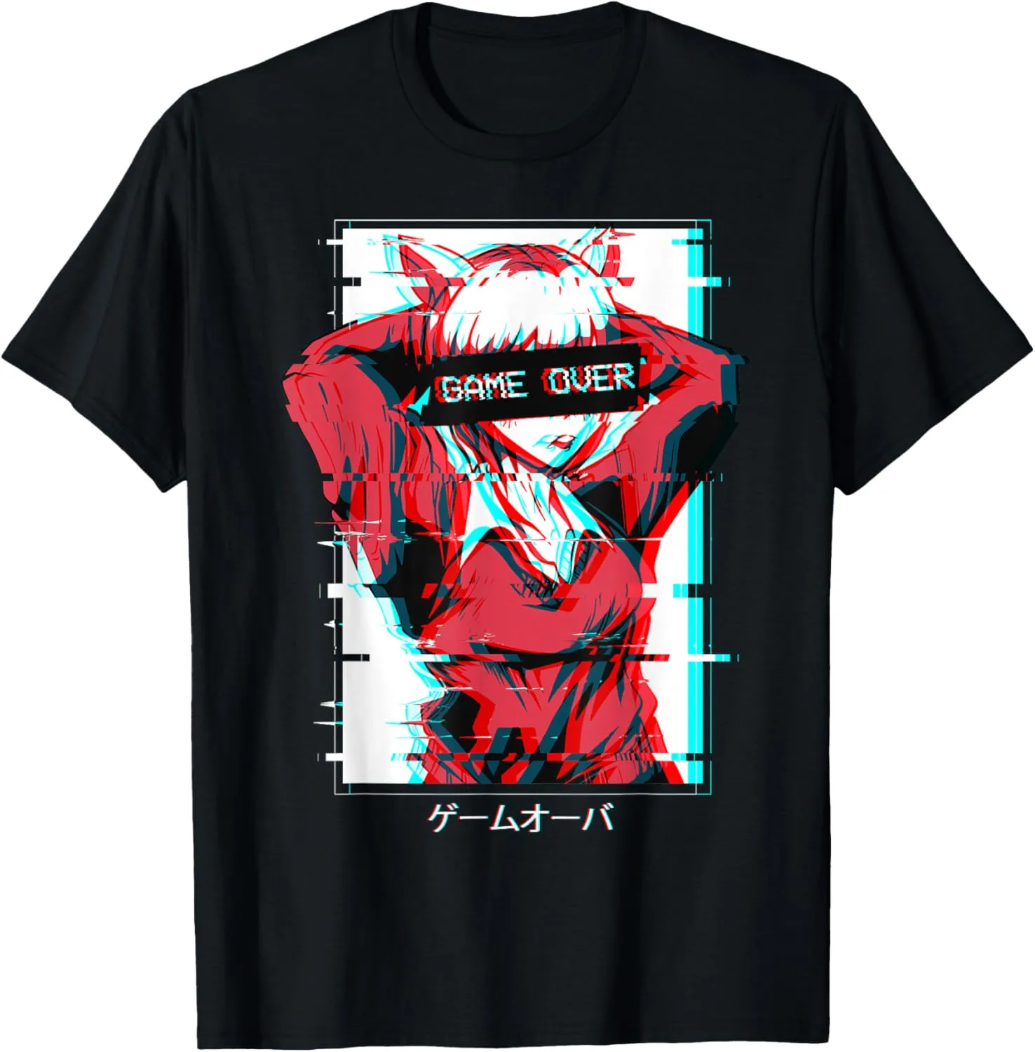 Game Over Anime Girl Japanese Vaporwave Aesthetic Waifu T-Shirt