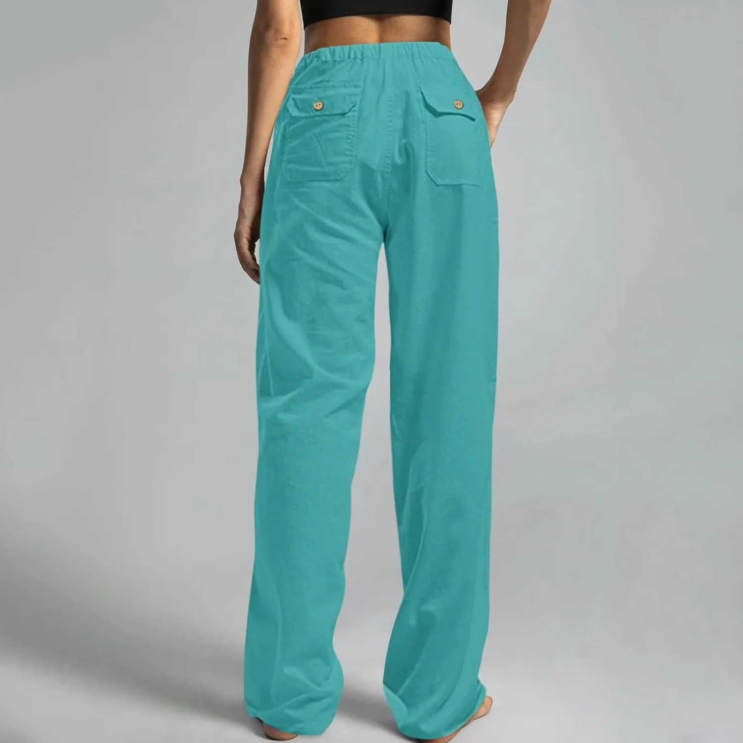 GOKKILRW Cotton Linen Pants Women Wide Leg Flowy Loose Palazzo Trousers Casual High Waist Slacks 2025 Beach Vacation Outfits